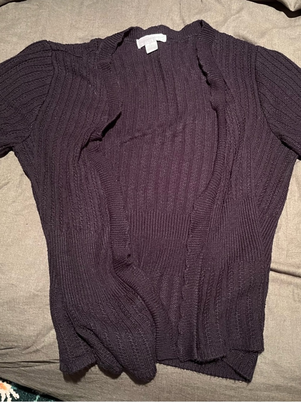 Christopher & Banks Open-Front Ribbed Cardigan - Black